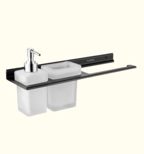 Ember Black Towel Ring with Tumbler Holder & Soap Dispenser (Space Aluminium) - by Camrol®
