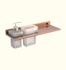 Ember Rose Gold Shelf with Tumbler Holder & Soap Dispenser (Space Aluminium) - by Camrol®
