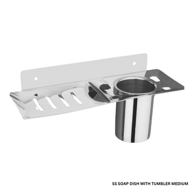 SS Soap Dish With Tumbler Medium