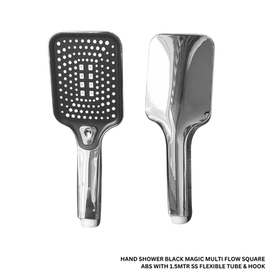 Hand Shower Black Magic Multi Flow Square Abs With 1.5Mtr Ss Flexible Tube & Hook